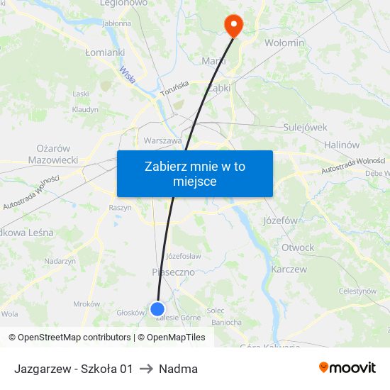 Jazgarzew - Szkoła 01 to Nadma map