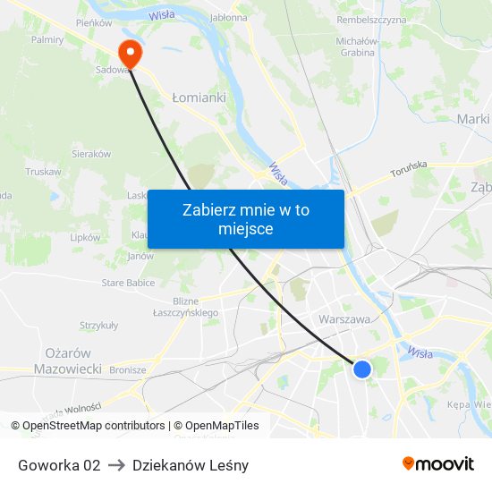 Goworka 02 to Dziekanów Leśny map