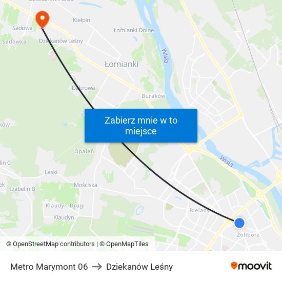 Metro Marymont 06 to Dziekanów Leśny map