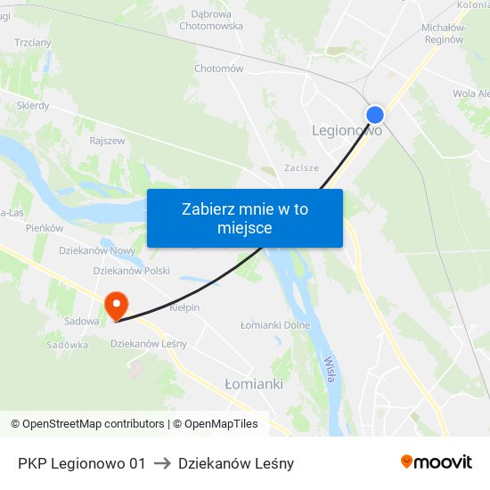 PKP Legionowo to Dziekanów Leśny map