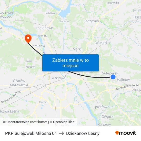 PKP Sulejówek Miłosna 01 to Dziekanów Leśny map