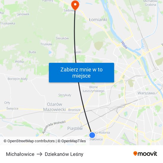 Michałowice to Dziekanów Leśny map