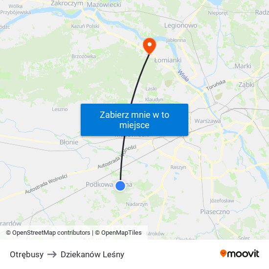 Otrębusy to Dziekanów Leśny map