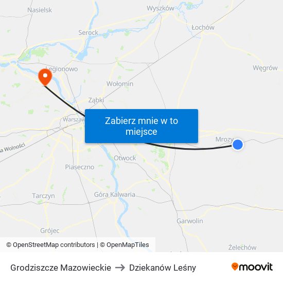 Grodziszcze Mazowieckie to Dziekanów Leśny map