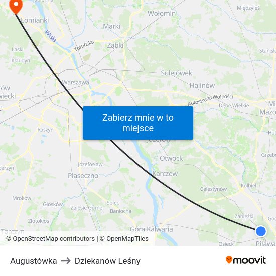 Augustówka to Dziekanów Leśny map