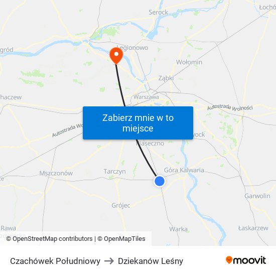 Czachówek Południowy to Dziekanów Leśny map