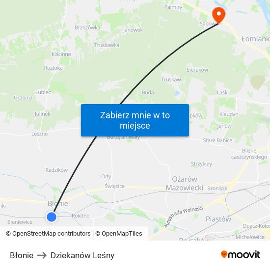 Błonie to Dziekanów Leśny map