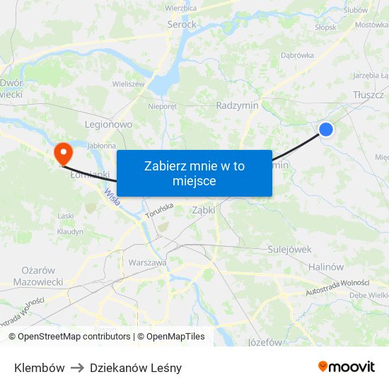 Klembów to Dziekanów Leśny map