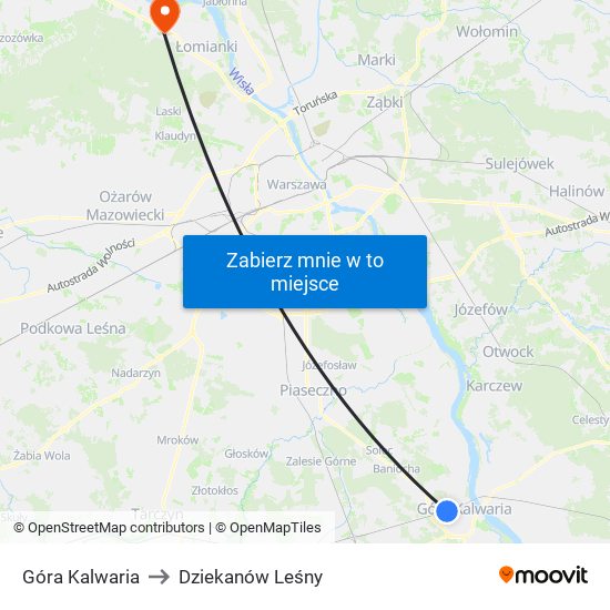 Góra Kalwaria to Dziekanów Leśny map