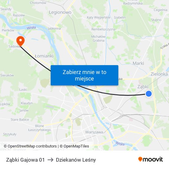 Ząbki Gajowa 01 to Dziekanów Leśny map