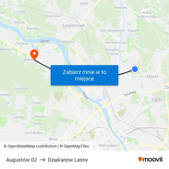 Augustów 02 to Dziekanów Leśny map