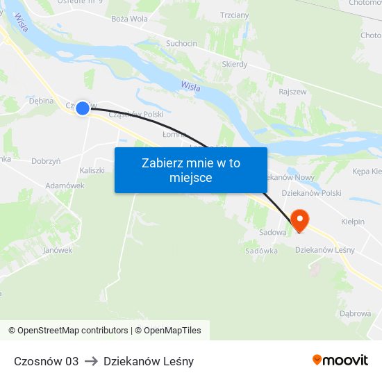 Czosnów 03 to Dziekanów Leśny map