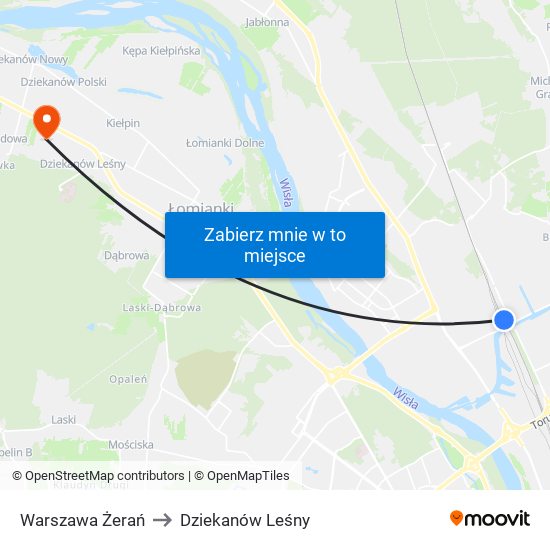 Warszawa Żerań to Dziekanów Leśny map