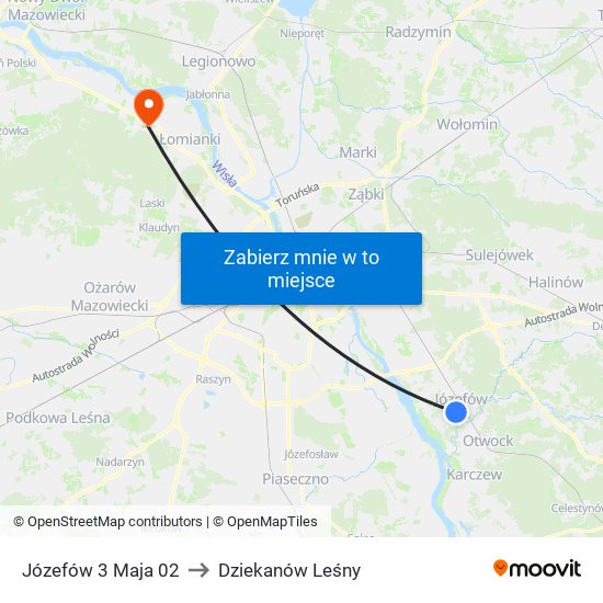 Józefów 3 Maja 02 to Dziekanów Leśny map