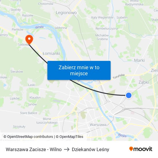 Warszawa Zacisze - Wilno to Dziekanów Leśny map