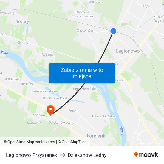 Legionowo Przystanek to Dziekanów Leśny map