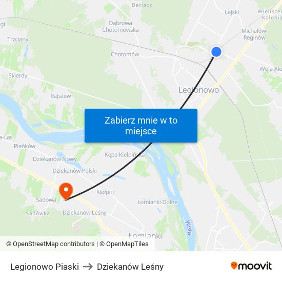 Legionowo Piaski to Dziekanów Leśny map