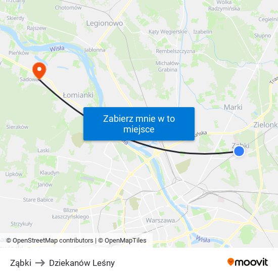 Ząbki to Dziekanów Leśny map