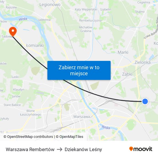 Warszawa Rembertów to Dziekanów Leśny map