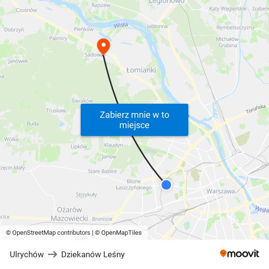 Ulrychów to Dziekanów Leśny map