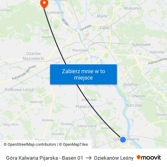 Góra Kalwaria Pijarska-Basen to Dziekanów Leśny map