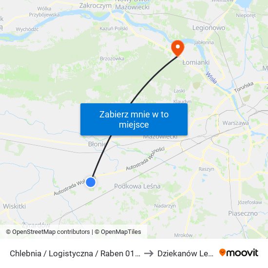 Chlebnia / Logistyczna / Raben 01 (Nż) to Dziekanów Leśny map