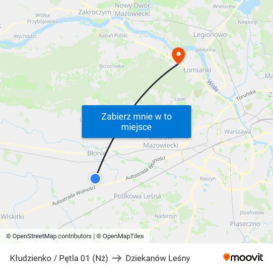 Kłudzienko / Pętla 01 (Nż) to Dziekanów Leśny map