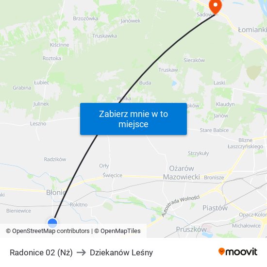 Radonice 02 (Nż) to Dziekanów Leśny map