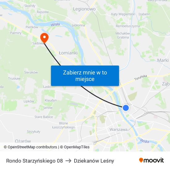 Rondo Starzyńskiego to Dziekanów Leśny map