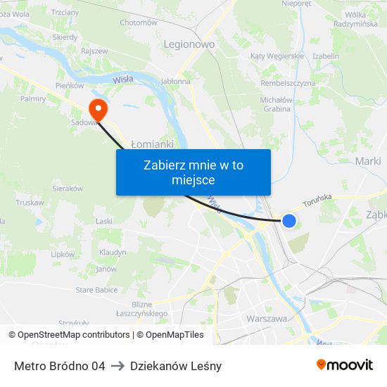 Metro Bródno 04 to Dziekanów Leśny map