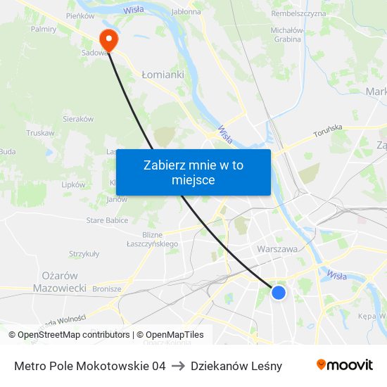 Metro Pole Mokotowskie 04 to Dziekanów Leśny map