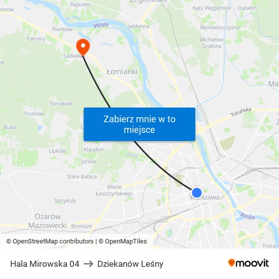 Hala Mirowska 04 to Dziekanów Leśny map