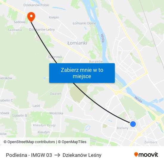 Podleśna - IMGW 03 to Dziekanów Leśny map