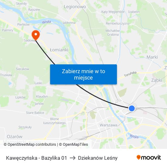 Kawęczyńska - Bazylika 01 to Dziekanów Leśny map