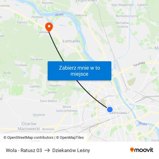 Wola - Ratusz 03 to Dziekanów Leśny map