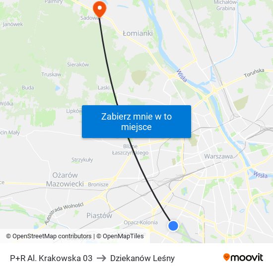 P+R Al. Krakowska 03 to Dziekanów Leśny map