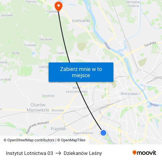 Instytut Lotnictwa to Dziekanów Leśny map