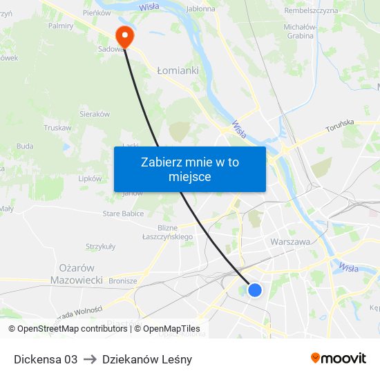 Dickensa 03 to Dziekanów Leśny map