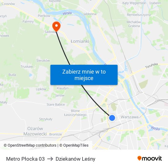 Metro Płocka 03 to Dziekanów Leśny map