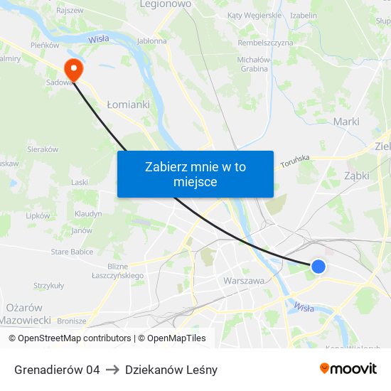 Grenadierów to Dziekanów Leśny map