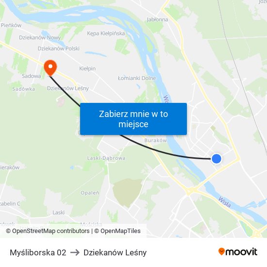 Myśliborska 02 to Dziekanów Leśny map