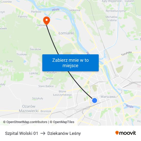 Szpital Wolski 01 to Dziekanów Leśny map