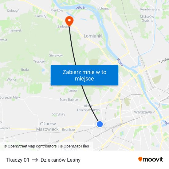 Tkaczy 01 to Dziekanów Leśny map