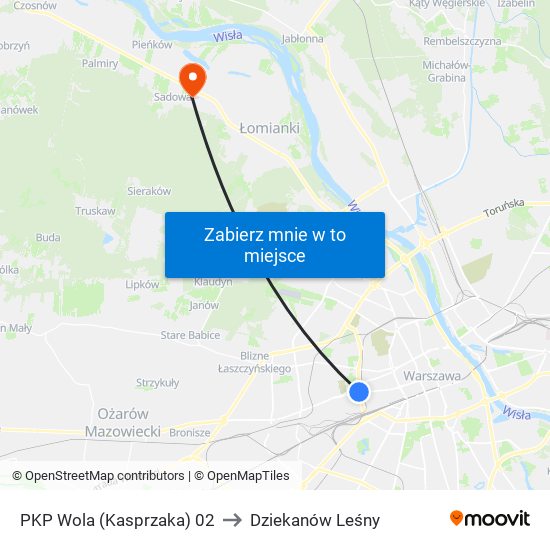 PKP Wola (Kasprzaka) 02 to Dziekanów Leśny map