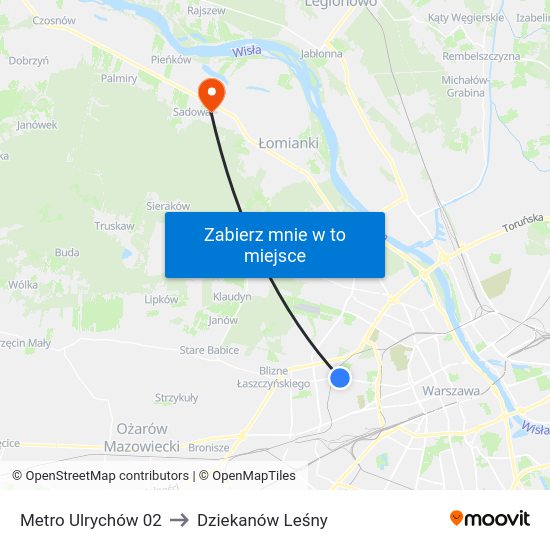 Metro Ulrychów to Dziekanów Leśny map