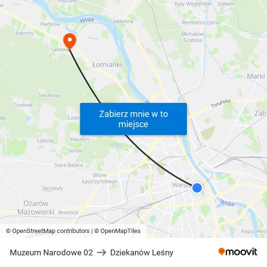 Muzeum Narodowe 02 to Dziekanów Leśny map