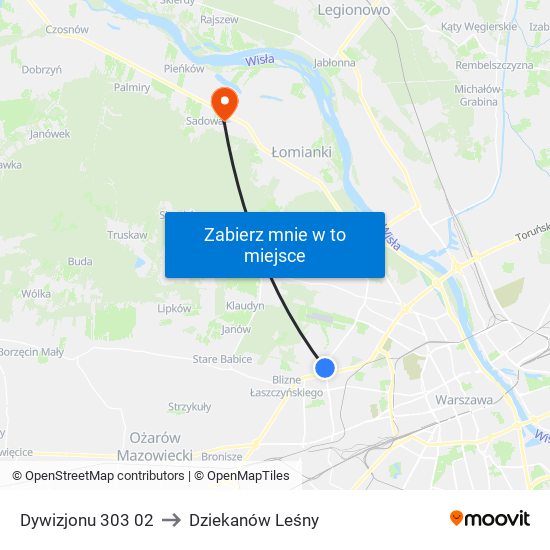 Dywizjonu 303 02 to Dziekanów Leśny map