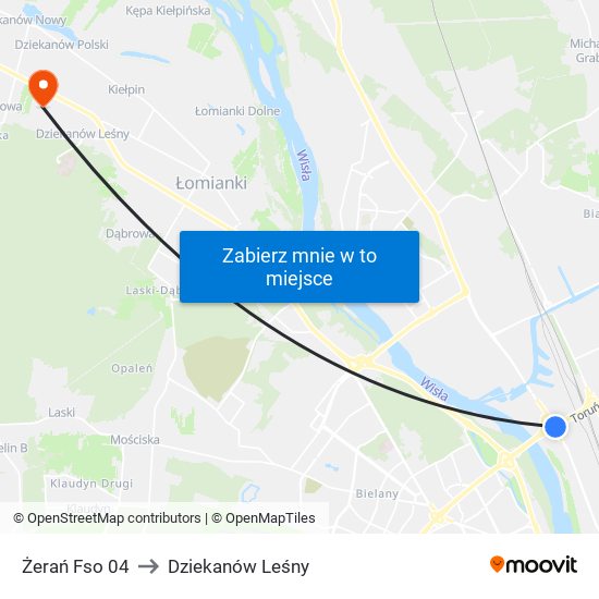 Żerań Fso 04 to Dziekanów Leśny map