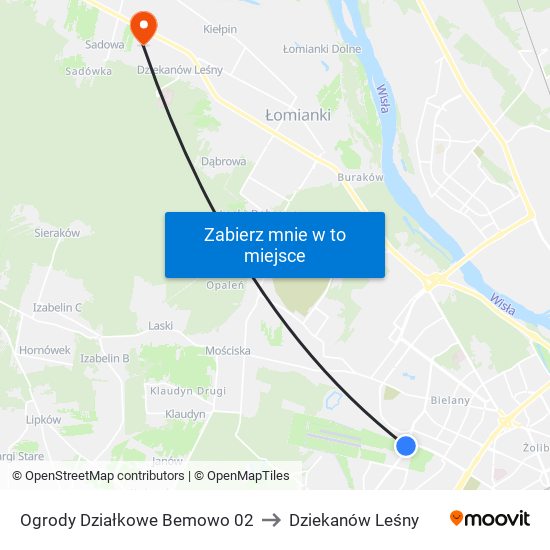 Ogrody Działkowe Bemowo 02 to Dziekanów Leśny map