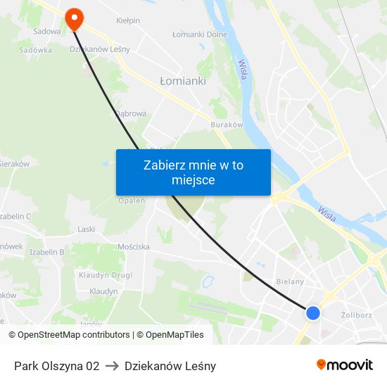 Park Olszyna 02 to Dziekanów Leśny map